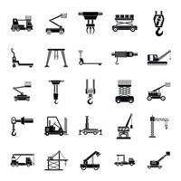Lifting machine icons set, simple style vector
