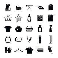 Laundry service icons set, simple style vector