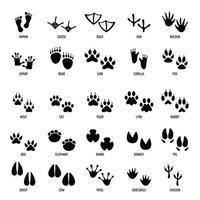 Animal footprint icons set, simple style vector