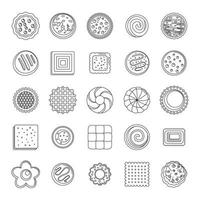 Cookies biscuit icons set, outline style
