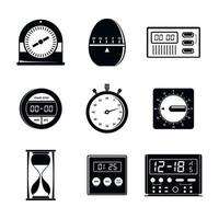 Kitchen timer icons set, simple style vector