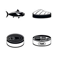 Tuna fish can steak icons set, simple style vector