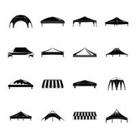 Canopy shed overhang icons set, simple style vector