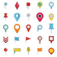 Map pointer icons set, flat style vector
