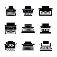 Typewriter machine keys icons set, simple style vector