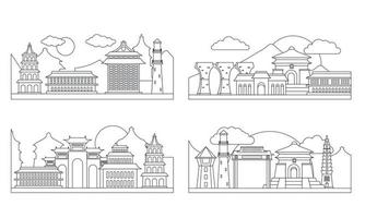 Taipei taiwan banner concept set, outline style vector