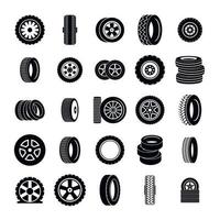 Tire icons set, simple style vector