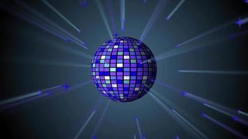 animação de uma bola de discoteca espelhada em tons de azul video