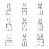 Overalls workwear icons set, simple style vector