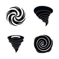 Hurricane storm damage icons set, simple style