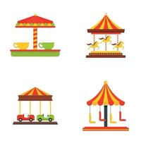 conjunto de iconos de caballos de carnaval de carrusel, estilo plano vector