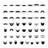 conjunto de iconos de bigote y barba, estilo simple vector