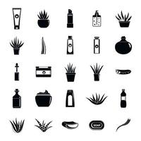 Aloe vera plant logo icons set, simple style