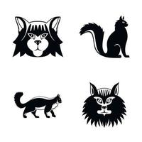 Maine coon cat profile icons set, simple style vector