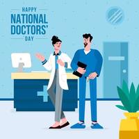 Doctors Talking Each Other in The Receptionist Concept vector