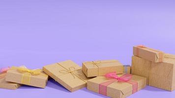 birthday with gift box on purple background photo