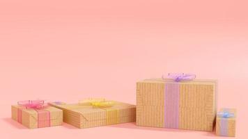 birthday with gift on pink background photo