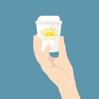 Hand holding with take away coffee cup, Vector illustration design.