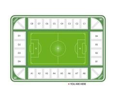 vista superior del estadio de fútbol con números de asiento, diseño de ilustración vectorial. vector