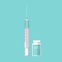 Syringe with bottle steroid, Vector illustration of drug administration.