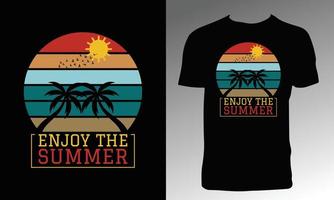 Summer graphic tee vector design with palm tree silhouette.