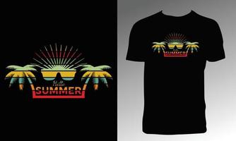 diseño de vector de camiseta gráfica de verano con silueta de palmera.