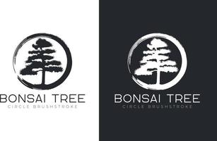 bonsai tree logo design vector template