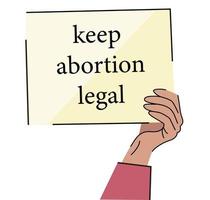 Keep abortion legal. Human hands different ethnicities raising and demonstration with blank signs. Feminist protest. Human rights. Flat vector stock illustration isolated on white