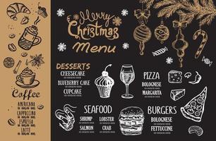 Christmas menu cafe. Food flyer. Restaurant menu. Template design. vector