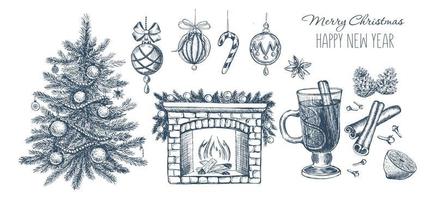 Christmas design element in doodle style. Hand drawn. vector