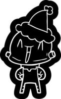 cartoon icon of a robot wearing santa hat vector