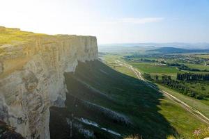 White limestone rock, wild mountain nature, national landmark. photo