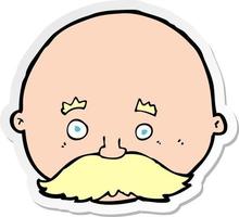 sticker of a cartoon bald man with mustache vector