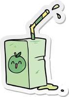 sticker of a cartoon juice box vector