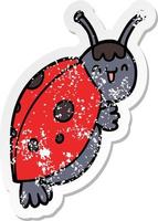 distressed sticker of a cute cartoon ladybug vector