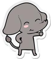 sticker of a cute cartoon elephant vector