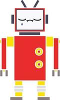 flat color retro cartoon robot vector