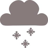 nube de nieve de tormenta de dibujos animados retro de color plano vector