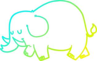 elefante de dibujos animados de dibujo de línea de gradiente frío vector