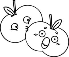 line drawing cartoon pair of apples vector