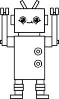 line drawing cartoon robot vector