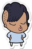 sticker of a cartoon pretty hipster girl vector