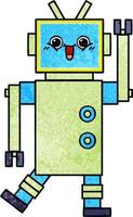 retro grunge texture cartoon robot vector