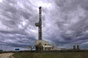 Oil industry. Oil rigs. oil pumps at sunset. Copy space. photo