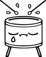 line drawing cartoon crying drum vector