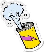 sticker of a cartoon fizzing soda can vector