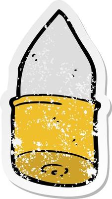 retro distressed sticker of a cartoon bullet