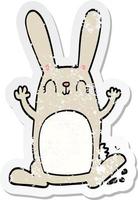 distressed sticker of a cartoon rabbit vector