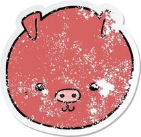 distressed sticker of a cartoon pig vector