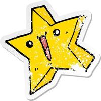 distressed sticker of a cartoon happy star vector